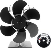 ShopbijStef - Ventilateur de chauffage pour poêle à bois - Ecofan - Haardventilator - Chauffage électrique - Avec thermomètre - Zwart