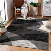 Modern vintage tapijt voor de woonkamer, laagpolig, zwart, Öko-Tex 100 gecertificeerd, afmetingen: 80 x 150 cm