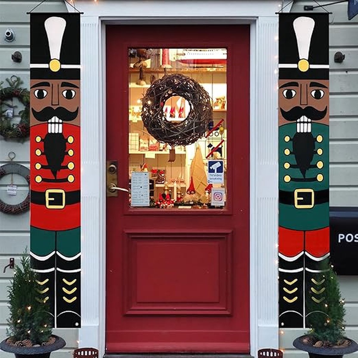 1 Paire De Bannières Casse-Noisette Décorations De Noël Pour Porte Entree Porche Jardin Interieur Et Exterieur 30 X 180 Cm Rouge 98215937
