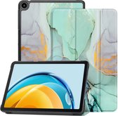Hoozey - Book Case geschikt voor Samsung Galaxy Tab S9+ (2023) - 12.4 inch - Sleep cover - Marmer print - Groen