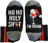 Chaussettes de Noël amusantes avec texte sur la semelle : Ho Ho Holy Shit, I'm Drunk - Chaussettes femmes/hommes 38-43