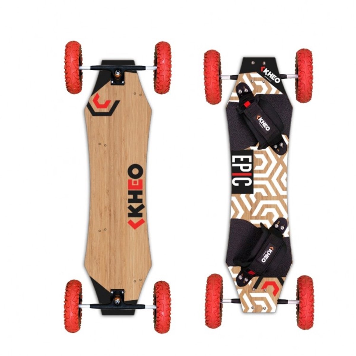 Kheo Epic V4 mountainboard 8 inch met rode wielen