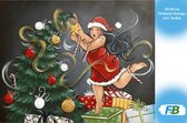 F4B Dikke Dames Kerst 30x40 cm | Vierkante Steentjes | Kerstmis | Christmas | Mollige Dames | Toilet | Diamond Painting Pakket Volwassenen | Volledig dekkend
