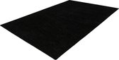 Lalee Comfy Uni vloerkleed karpet effen laagpolig vloerkleed rechthoekig organische vormen tapijt fraai gemêleerd 120x170 cm zwart