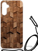 Stevig Telefoonhoesje geschikt voor Samsung Galaxy A14 5G Wooden Cubes