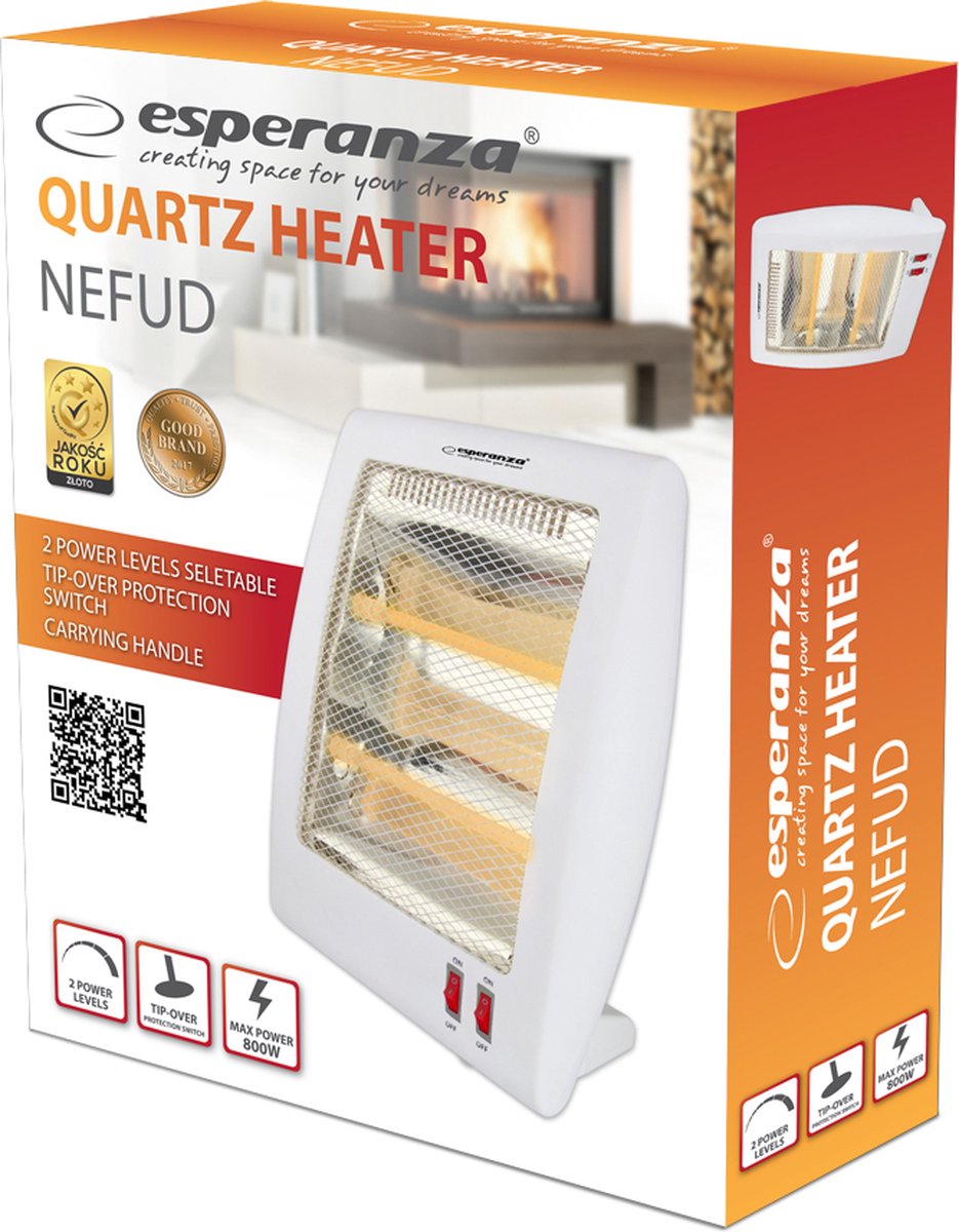 MOZY - Luchtverwarmer Nefud - Heater - Wit - 2 Standen - 800W - Warme Kachel - Infrarood - Energiebesparing - Elektrische Kachel - Straalkachel - Energiezuinige Verwarming - Warme Lucht - Draagbaar – foto 2