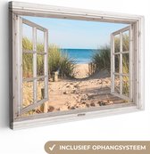 Toile Peinture Transparente - Plage - Mer - 120x80 cm - Décoration murale