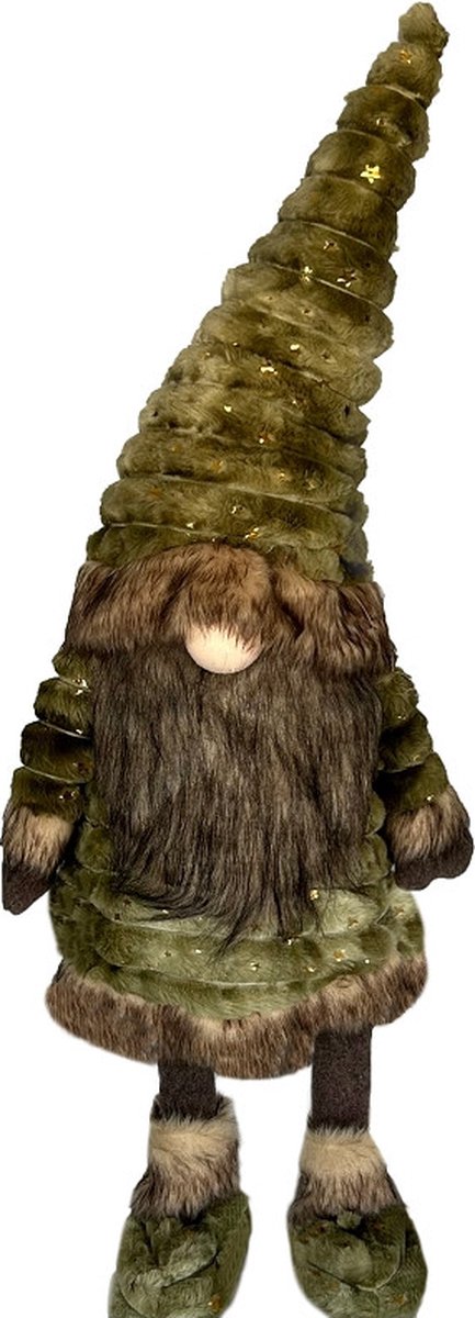 H-deco - Dansende Gnome - kerst - groen/goud - 90 cm