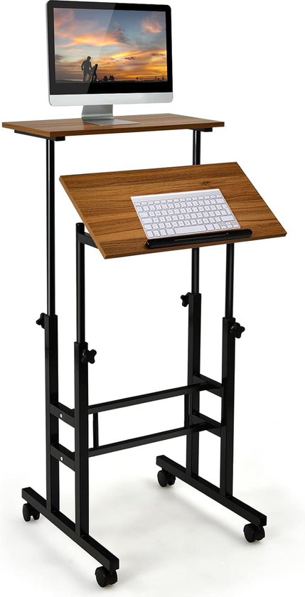 Computerbureau op Wieltjes Mobiel Computerbureau met Uits