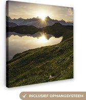Canvas Schilderij Zwitserland - Alpen - Water - 90x90 cm - Wanddecoratie