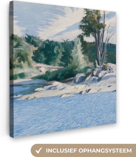 Canvas Schilderij White river at Sharon - Edward Hopper - 50x50 cm - Wanddecoratie