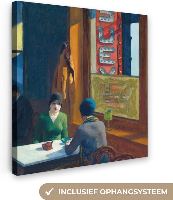 Canvas Schilderij Chop suey - Edward Hopper - 90x90 cm - Wanddecoratie