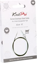 KnitPro Swivel 360° Verwis. kabel voor 60cm naald Zwart