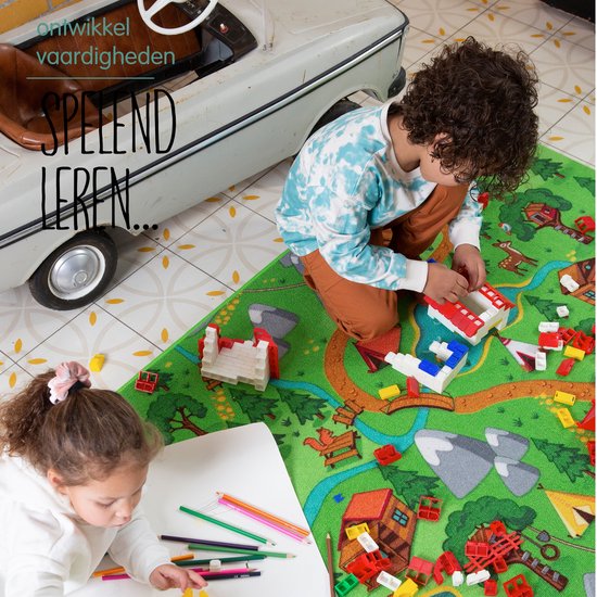 Carpet Studio Hiking Speelkleed - Speelmat 95x200cm - Vloerkleed Kinderkamer - Anti-slip Speeltapijt - Verkeerskleed - Groen van Carpet Studio — afbeelding 4