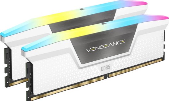 Corsair Vengeance RGB - Geheugen - DDR5 - 64 GB: 2 x 32 GB - 288-PIN - 5600 MHz / PC5-44800 - CL40 - 1.25V - Intel XMP 3.0 - On-die ECC - ARGB iCUE - Overclock PMIC - wit