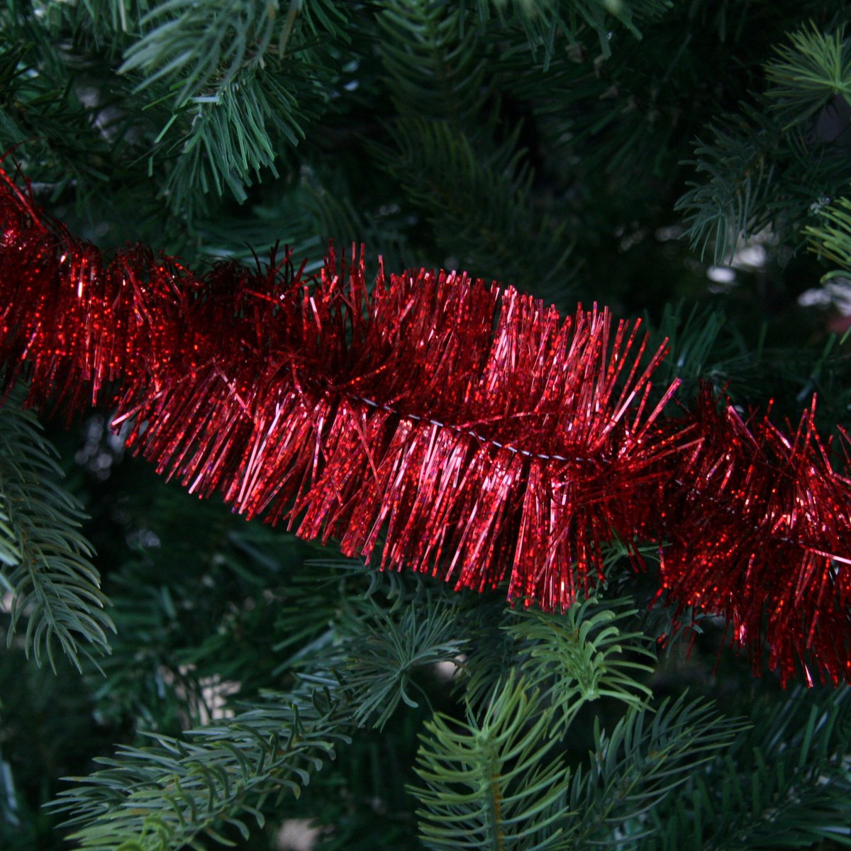 2x Kerstboom folie slinger rood 270 cm - rode kerstslingers – foto 4