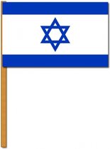 Luxe zwaaivlag op stok vlag Israel 30 x 45 cm - Handvlaggen/zwaaivlaggen - Supporters