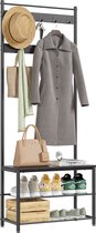 ACAZA® Porte-manteau sur pied avec 9 Crochet et étagère à chaussures - Porte-penderie - 70x32x175cm - Zwart