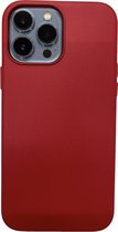 Apple iPhone 13 PU Leer Magsafe Case Karmozijn Rode Achterkant Hoesje + 2x Gratis Screen Protector