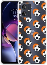 Cazy Hoesje geschikt voor Motorola Moto G54 5G Soccer Ball Orange
