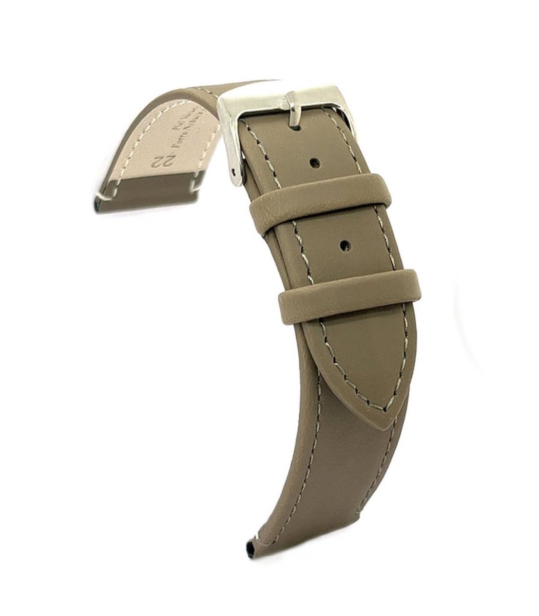 Horlogeband-horlogebandje-22mm-echt leer-zacht-mat-gijs-stalen gesp-leer-22 mm