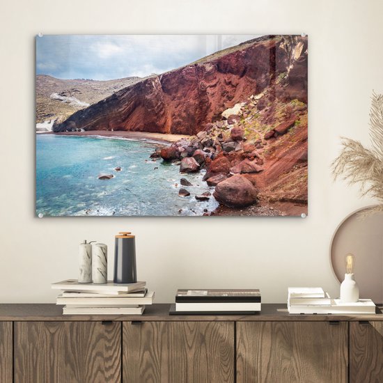 Plage près de Santorin en Grèce Plexiglas 60x40 cm - Tirage photo sur Glas (décoration murale en plexiglas)