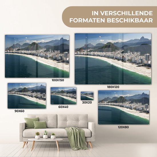 MuchoWow® Peinture sur Verre - Brésil - Plage - Rio de Janeiro - 180x120 cm - Peintures sur Verre Peintures - Photo sur Glas