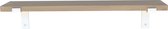 GoudmetHout - Massief eiken wandplank - 180 x 15 cm - Licht Eiken - Inclusief industriële plankdragers L-vorm MAT WIT - lange boekenplank