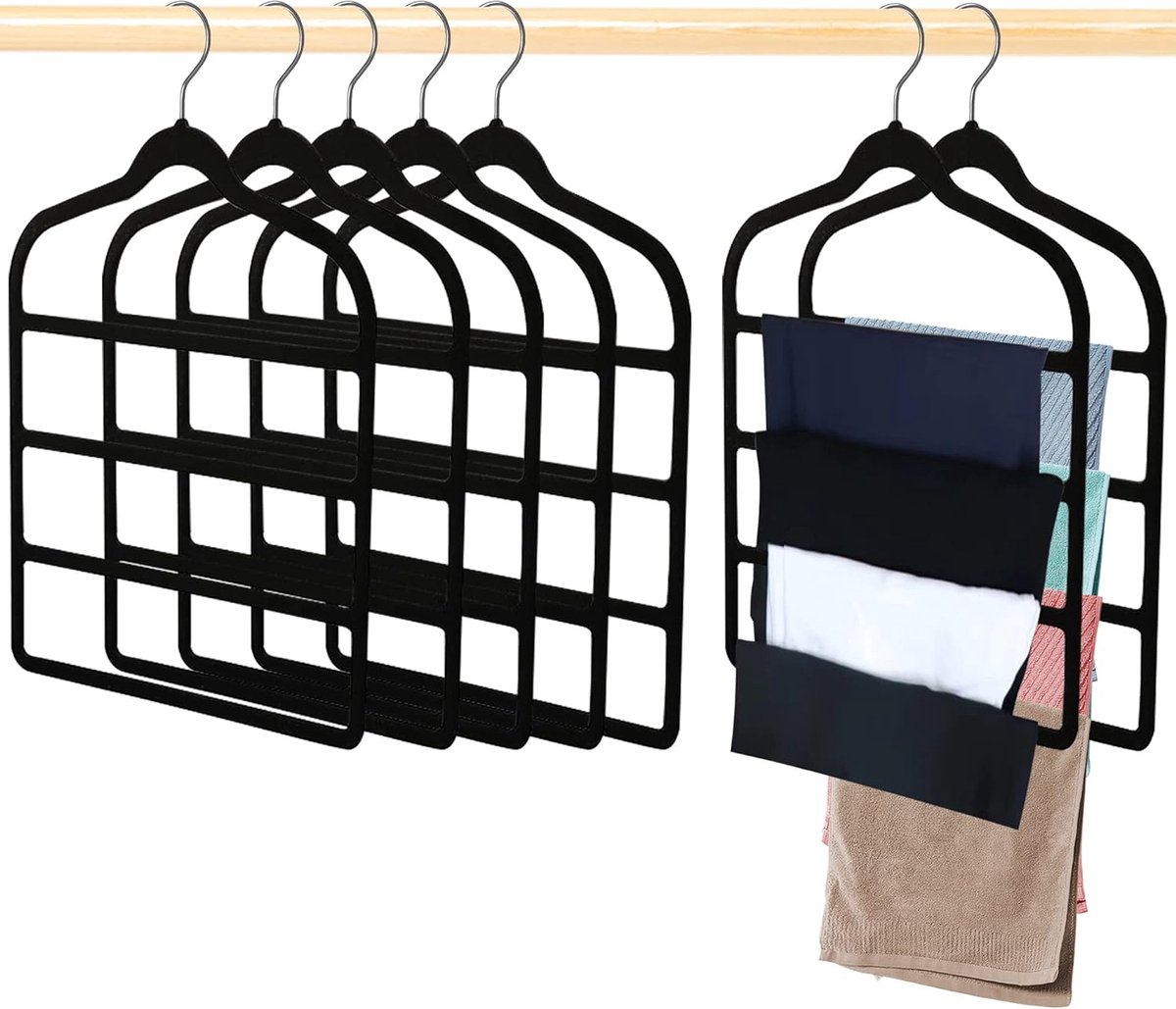devesanter Broekhangers, 20 stuks, metaal, kleerhangers met open uiteinde en antislip coating, ruimtebesparend, multifunctionele kleerhangers voor broeken voor broeken, jeans, handdoeken, sjaals