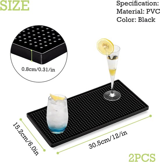 Piuluvor® Afdruipmat, siliconen, 30 × 20 cm, lekmat, servies, antislip, hittebestendig servies, droogmat, zwart, afdruipmat voor keuken, gootsteen