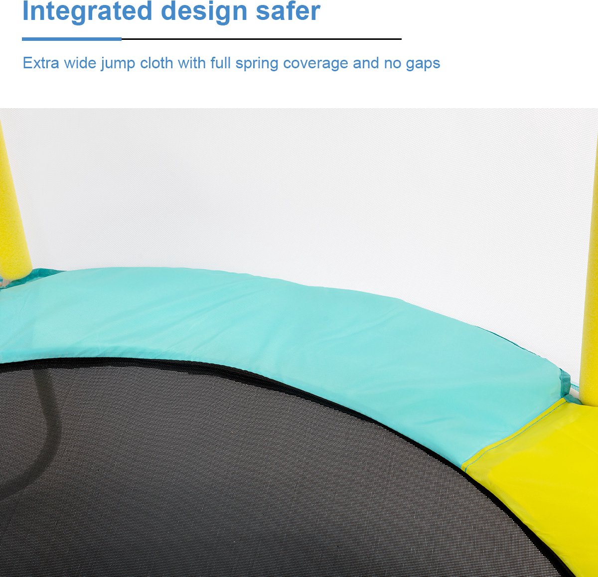 FOXSPORT Kinder Trampoline - Trampoline met Elastieken - Outdoor - Buitenspeelgoed - Trampoline met veiligheidsnet - 110 cm Veiligheidsnet - 150 cm - Blauw — afbeelding 7
