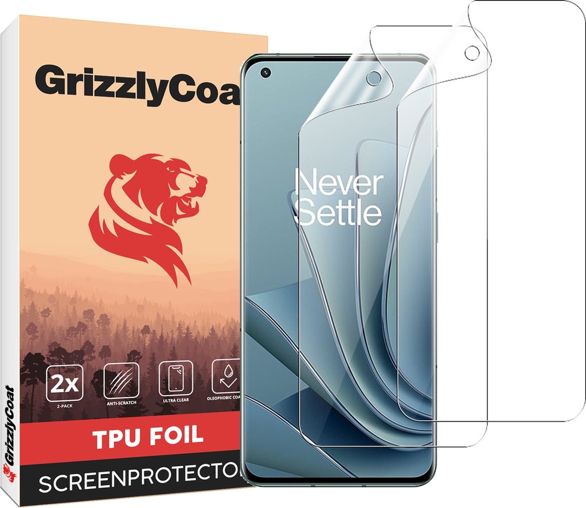 GrizzlyCoat Screenprotector geschikt voor OnePlus 10 Pro Hydrogel TPU | GrizzlyCoat Screenprotector - Case Friendly (2-Pack)