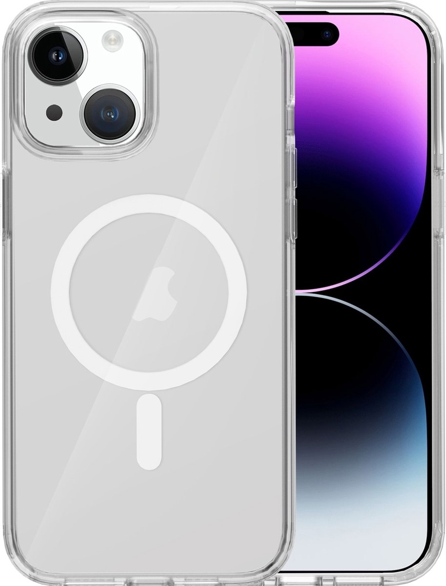 Mobigear Doorzichtig Hoesje geschikt voor Apple iPhone 15 MagSafe Telefoonhoesje Hardcase | Mobigear Crystal Backcover | Geschikt voor MagSafe | Geschikt voor Draadloos Opladen met Magnetische Ring | Geschikt voor MagSafe Case - Transparant