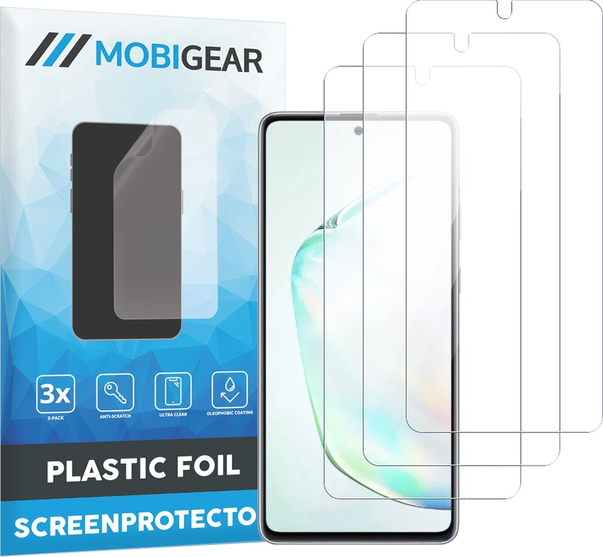 Mobigear Screenprotector geschikt voor Samsung Galaxy Note 10 Lite | Mobigear Screenprotector Folie - Case Friendly (3-Pack)
