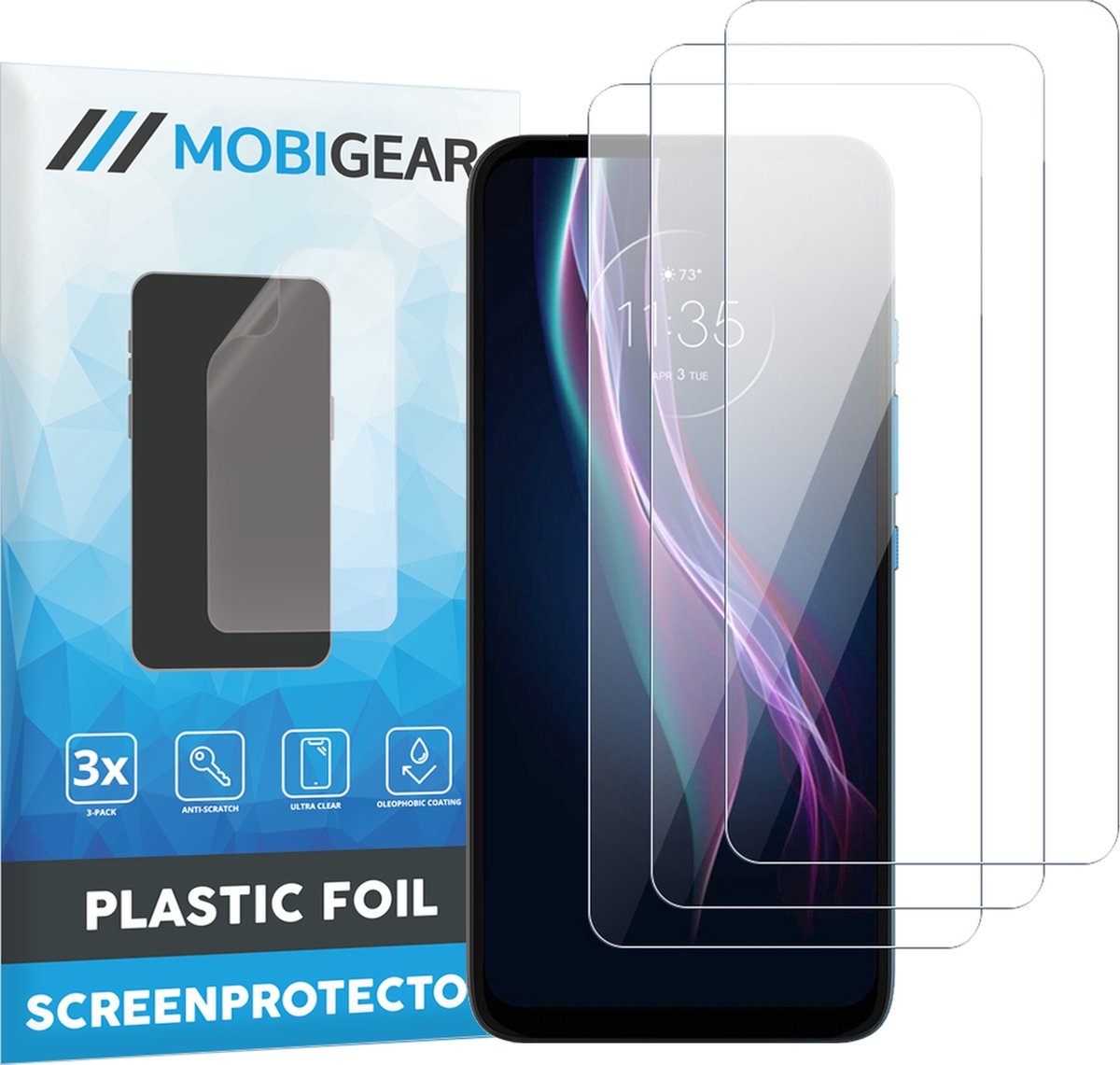 Mobigear Screenprotector geschikt voor Motorola One Fusion Plus | Mobigear Screenprotector Folie - Case Friendly (3-Pack)