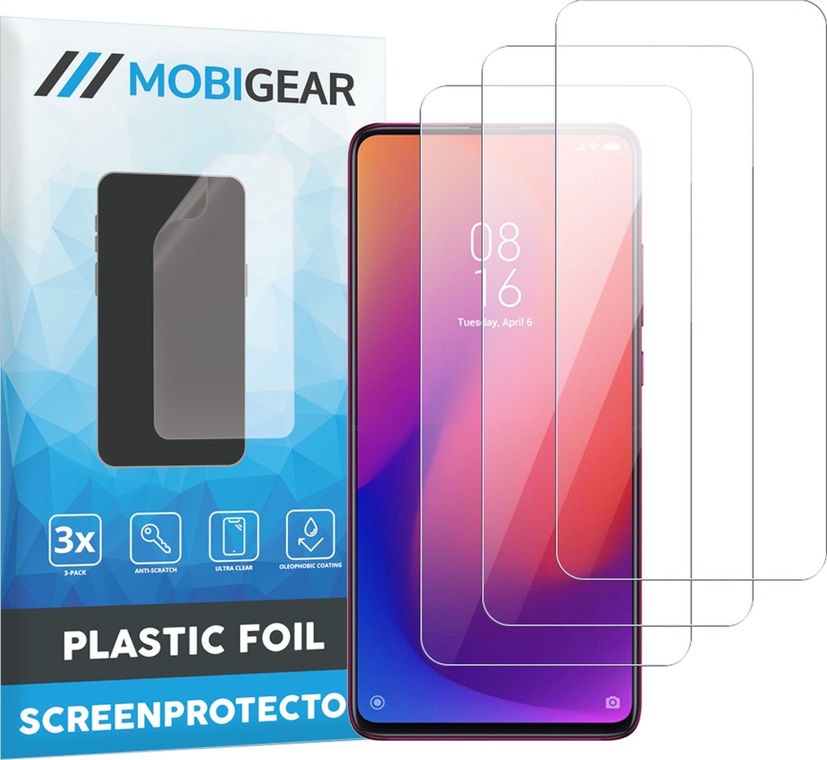 Mobigear Screenprotector geschikt voor Xiaomi Mi 9T Pro | Mobigear Screenprotector Folie - Case Friendly (3-Pack)