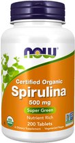 Spirulina 500mg 200 tabletten van Organische herkomst - de multivitamine van Moeder Aarde | NOW