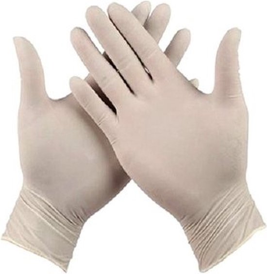 Wegwerp handschoenen latex - wit - maat M - 100 stuks