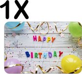 BWK Stevige Placemat - Happy Birthday met Slingers en Balonnen - Set van 1 Placemats - 45x30 cm - 1 mm dik Polystyreen - Afneembaar
