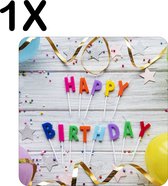 BWK Luxe Placemat - Happy Birthday met Slingers en Balonnen - Set van 1 Placemats - 50x50 cm - 2 mm dik Vinyl - Anti Slip - Afneembaar