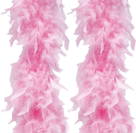 Atosa Carnaval verkleed boa met veren - 2x - roze - 180 cm - 45 gram - Glitter and Glamour - verkleed accessoires