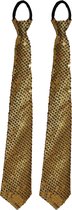 Toppers - Funny Fashion Carnaval verkleed stropdas met glitter pailletten - 2x - goud - polyester - heren/dames