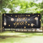 Spandoek 'Happy New Year - 200 x 75 cm - Oud en Nieuw versiering - nieuwjaar - feestartikelen - decoratie - slinger