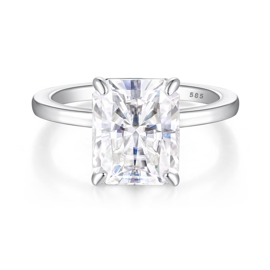 Radiana - Platinum Radiant Solitaire Moissanite Ring - 1.2 karaat