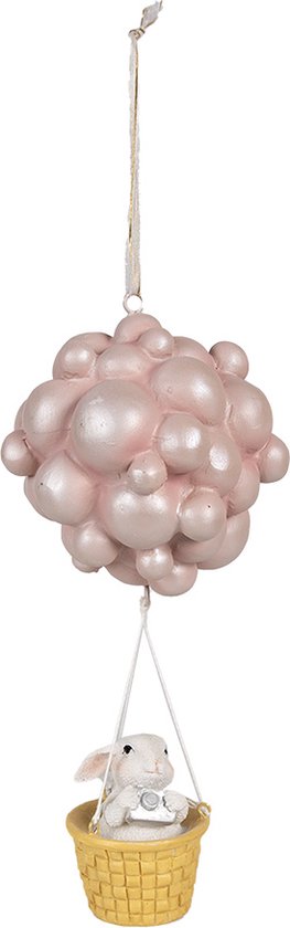 Clayre & Eef Decoratie Hanger Luchtballon 22 cm Beige Roze Polyresin Paashanger