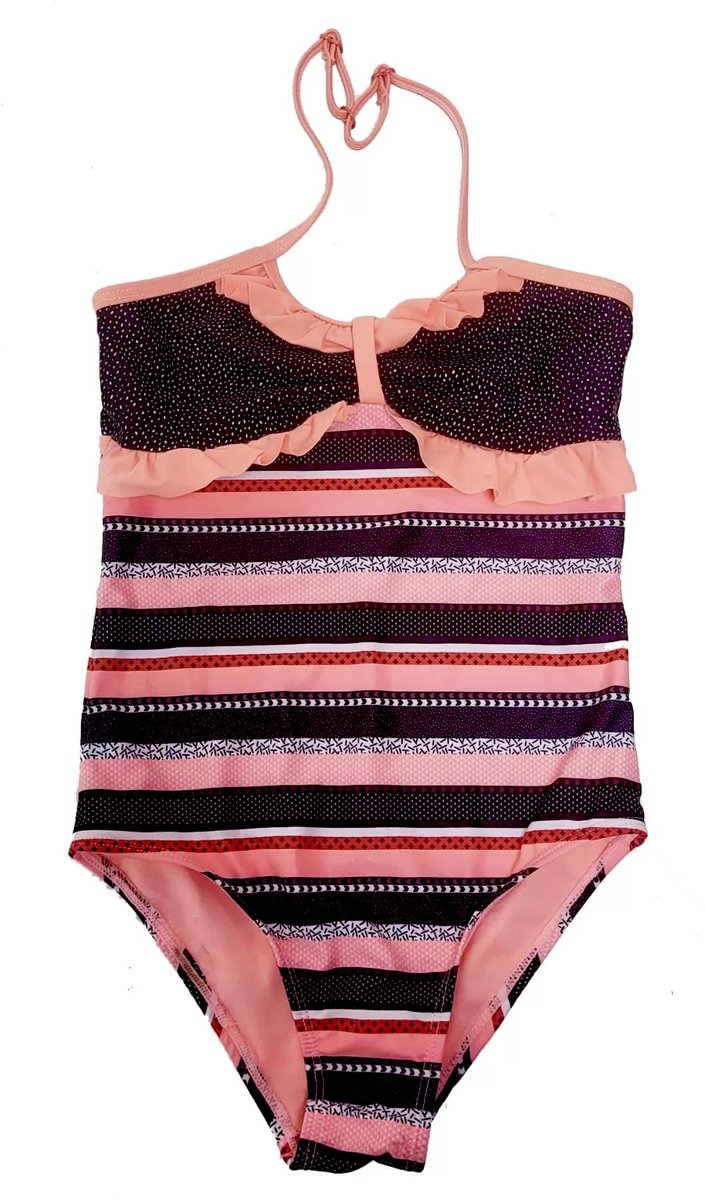 Lentiggini Badpak - Koraal/Zwart - Halter model - Gevoerd