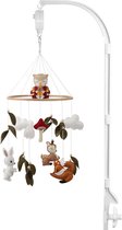 Muziekmobiel baby bosdieren - box mobiel met muziek - wieg mobiel - babykamer - kraamcadeau - konijn knuffel - uil - vos - vilt -