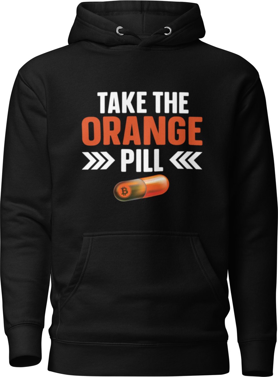 Take The Orange Pill - Premium Unisex Bitcoin Hoodie - Maat L | Bitcoin cadeau| Crypto cadeau| Bitcoin Trui| Crypto Trui| Crypto Hoodie| Bitcoin Hoodie| Bitcoin Merch| Crypto Merch| Bitcoin Kleding| Crypto Kleding