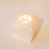 ANAS Seleniet Vierkante Theelichthouder 8 bij 8 cm- Serene Meditatie & Spirituele Groei - Natuursteen