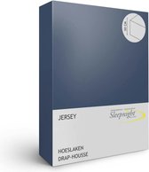 Sleepnight Hoeslaken - Jersey - (hoekhoogte 30 cm ) bleu marine - B 180 x L 200 cm - Lits-jumeaux Strijkvrij - Geschikt voor Standaard Matras/Boxspring/Matras + Topper - 517284-B 180 x L 200 cm